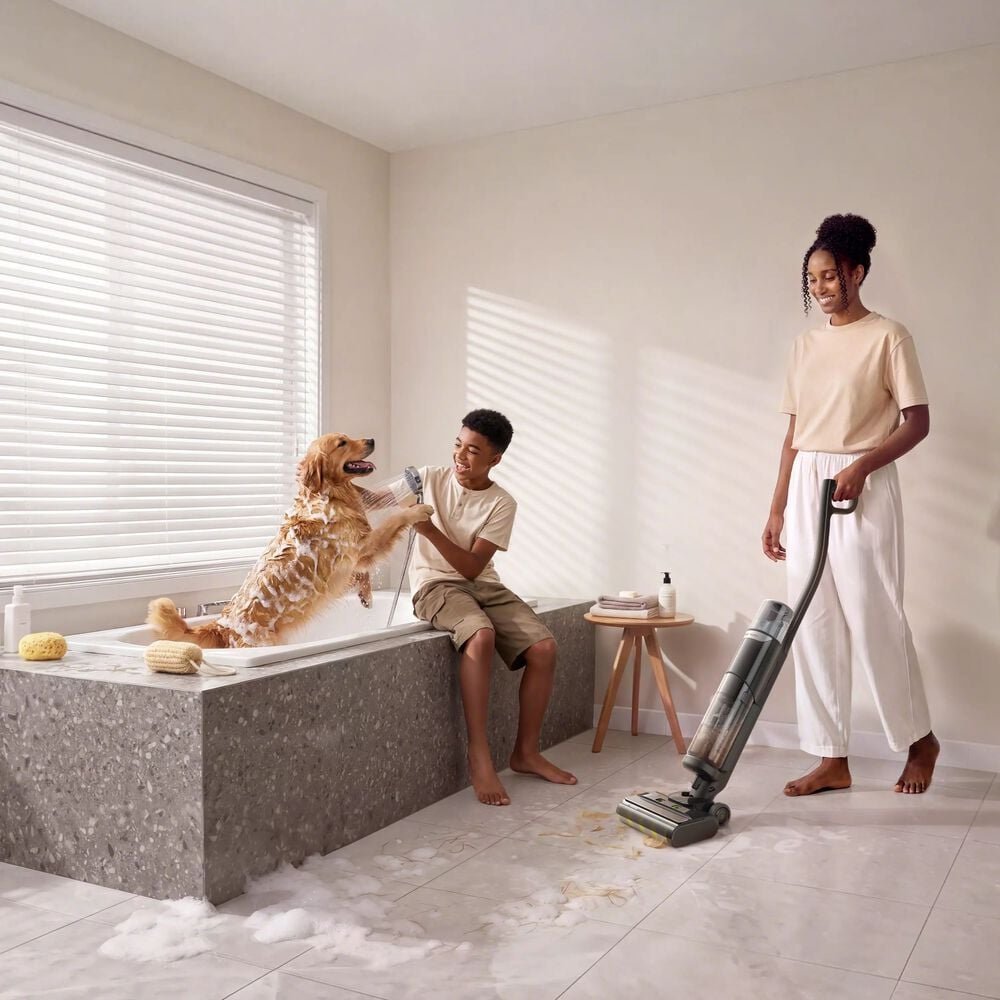 Vacuum, mop, and disinfect in one step