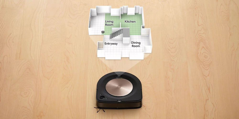 A Roomba projecting a smart map of a house